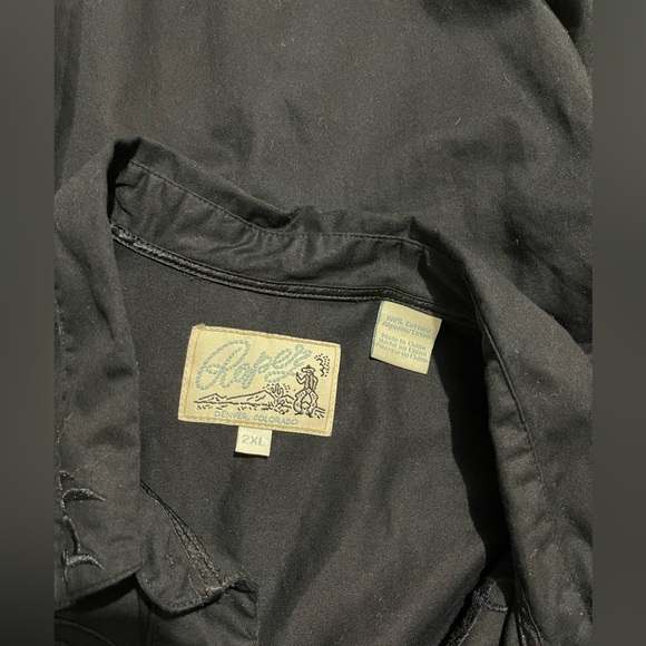 Roper western shirt black embroidered rodeo ranch pockets men’s 2XL - Picture 6 of 8
